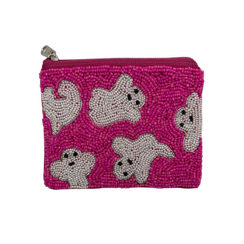 Halloween Ghost Beaded Coin Purse - Spooky and Stylish Accessory for the Season