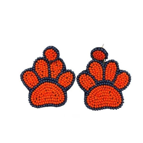 Stylish Game Day Earrings - Women's Beaded Dangle Earrings with Football and Baseball Design
