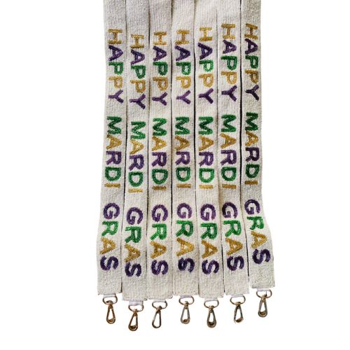 Celebrate in Style with our Happy Mardi Gras Beaded Purse Strap