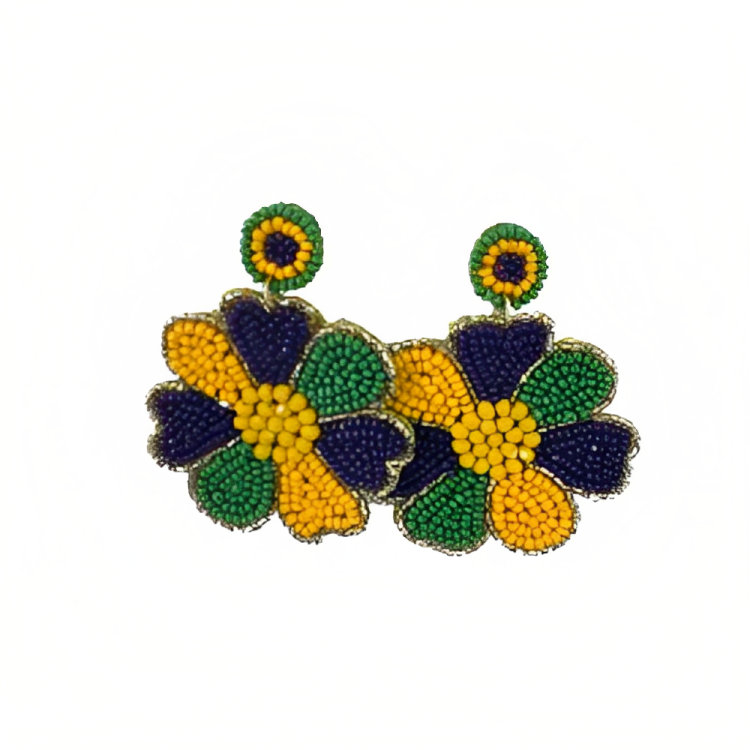 Exquisite Handcrafted Mardi Gras Beaded Earrings: Celebrate in Style!