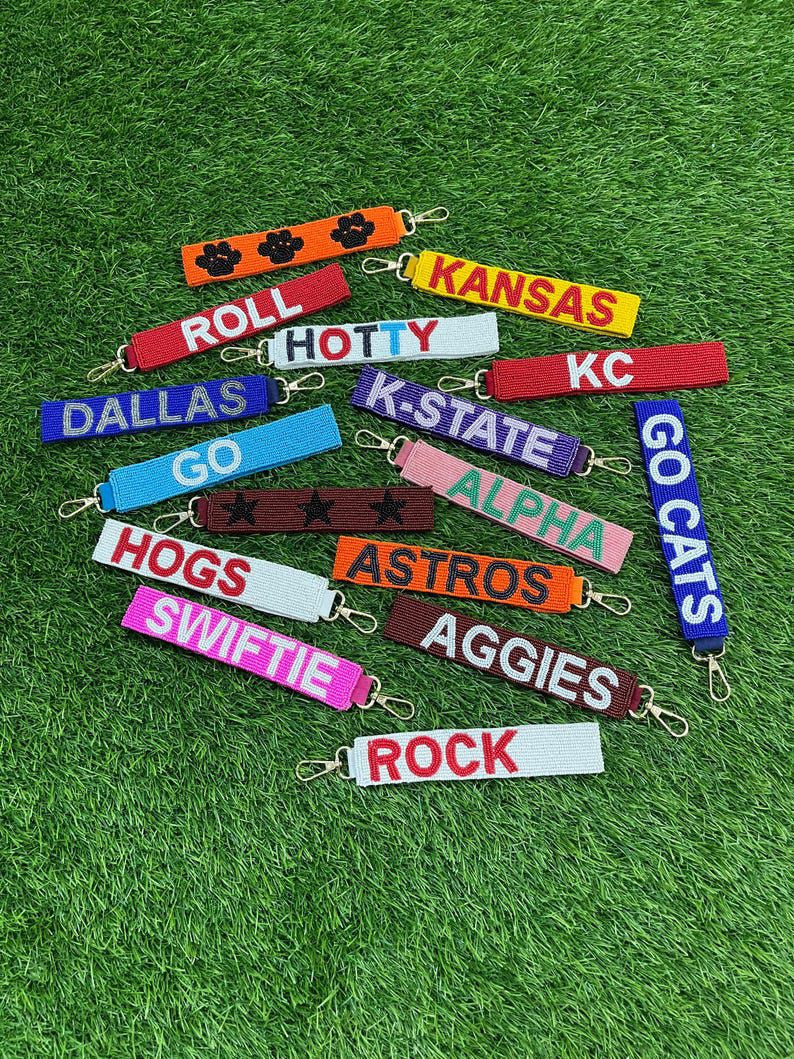 KC, ROLL, GO CATS and Other Gameday Beaded Keychain Collection