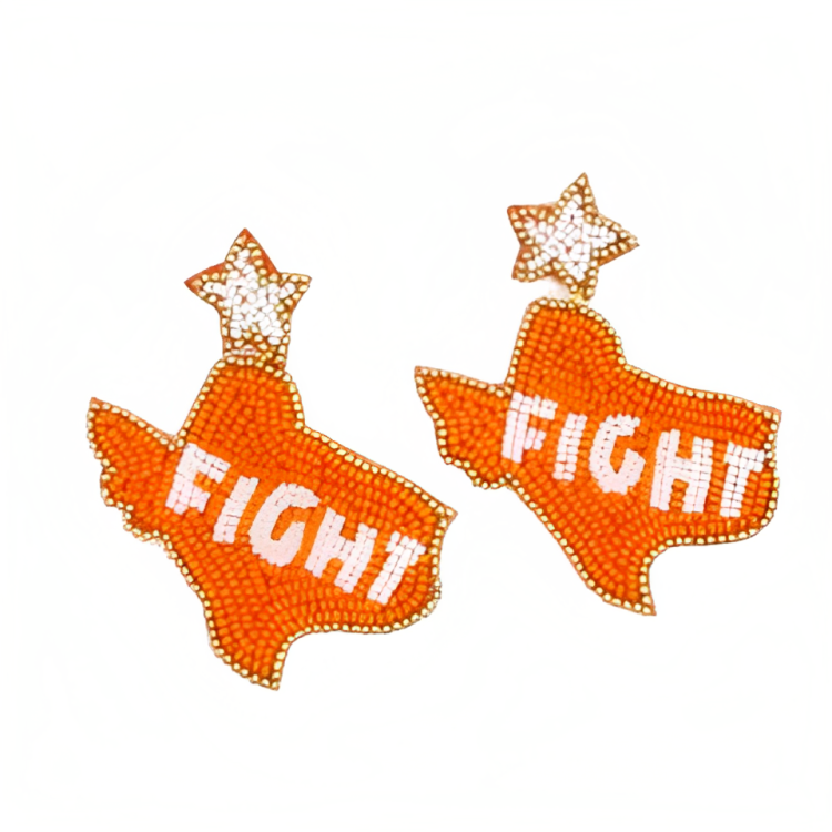 Texas Fight Gameday Beaded Earrings: Show Your Team Spirit with Every Swing
