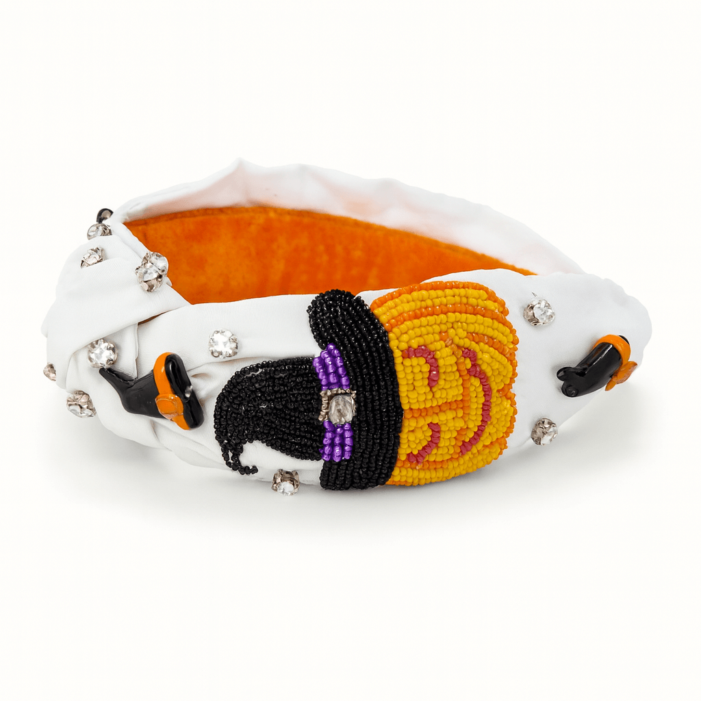 Spooky Halloween Pumpkin black and Orange Beaded Headband