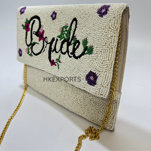 Ethereal Elegance: Handcrafted Ivory Bridal Beaded Purse