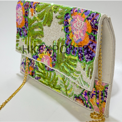 Emerald Elegance: Sparkling Multicolor Bohemian Chic Beaded Purse - Elevate Your Festival & Event Ensemble with this Luxurious Statement Piece!