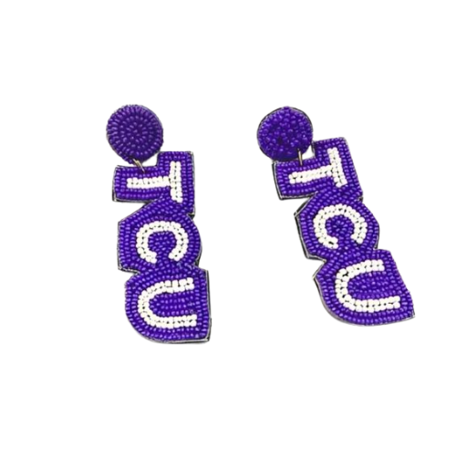 Gameday Glam: TCU Beaded Earrings - Show Your Horned Frog Spirit with Style!