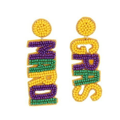 Exquisite Mardi Gras Beaded Earrings: Sparkle and Celebrate in Style!