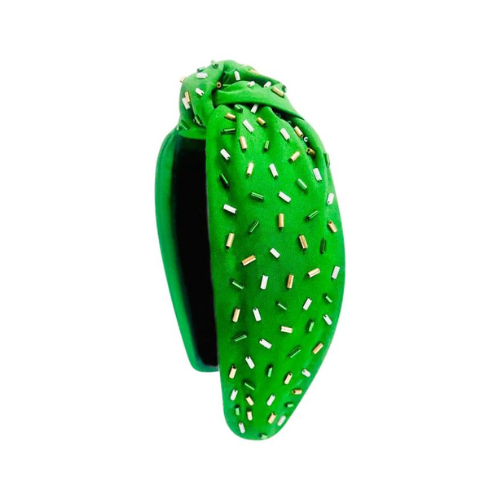 St. Patrick's Day Green and White Beaded Headband: Festive Irish Hair Accessory for Celebrations