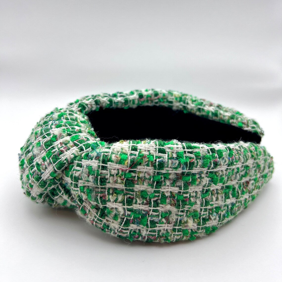 St. Patrick's Handmade Tweed Headband: Green Tweed Knotted Hair Accessory - Stylish Comfort & Gift for He