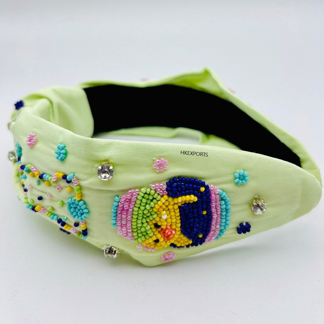 Whimsical Easter Bunny Beaded Headband with Sparkling Rhinestones!
