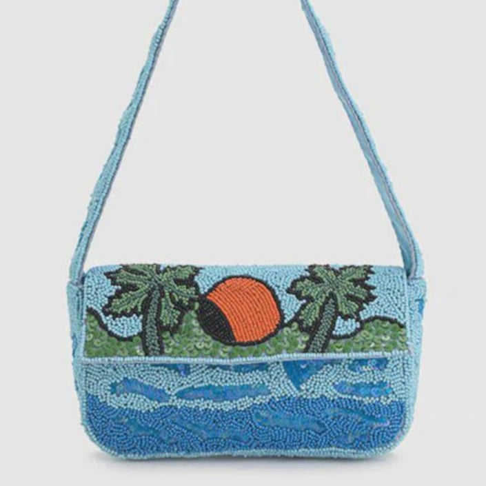Handmade Beaded Beach Bag Boho Floral Shoulder Bag