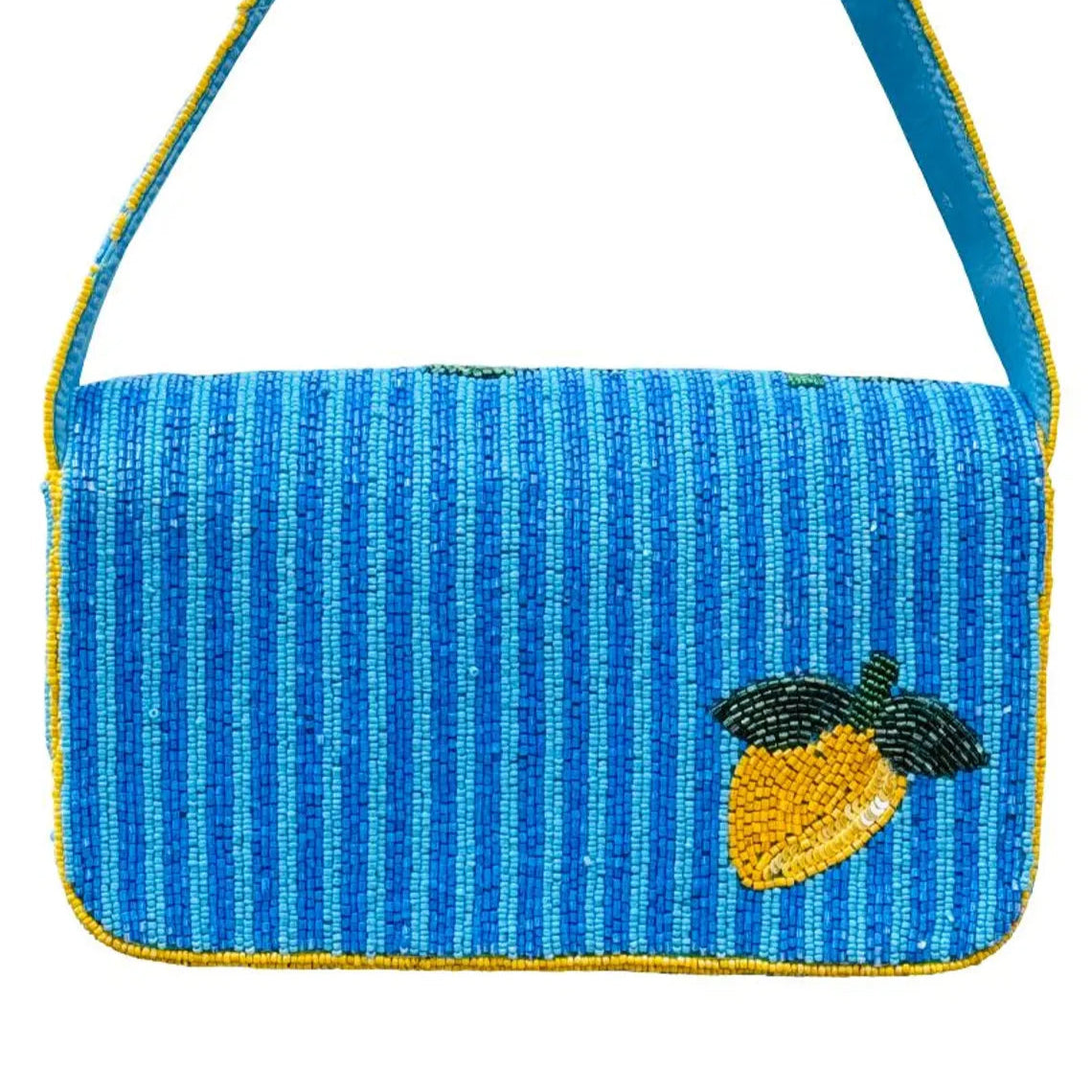 Lemon beaded Shoulder Bag Handmade Seed Beaded Purse summer bag