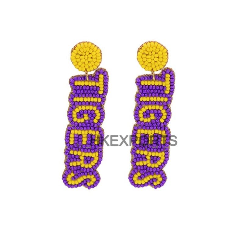 TIGERS Gameday Beaded Earrings - Striking Purple and Gold Team Spirit Jewelry