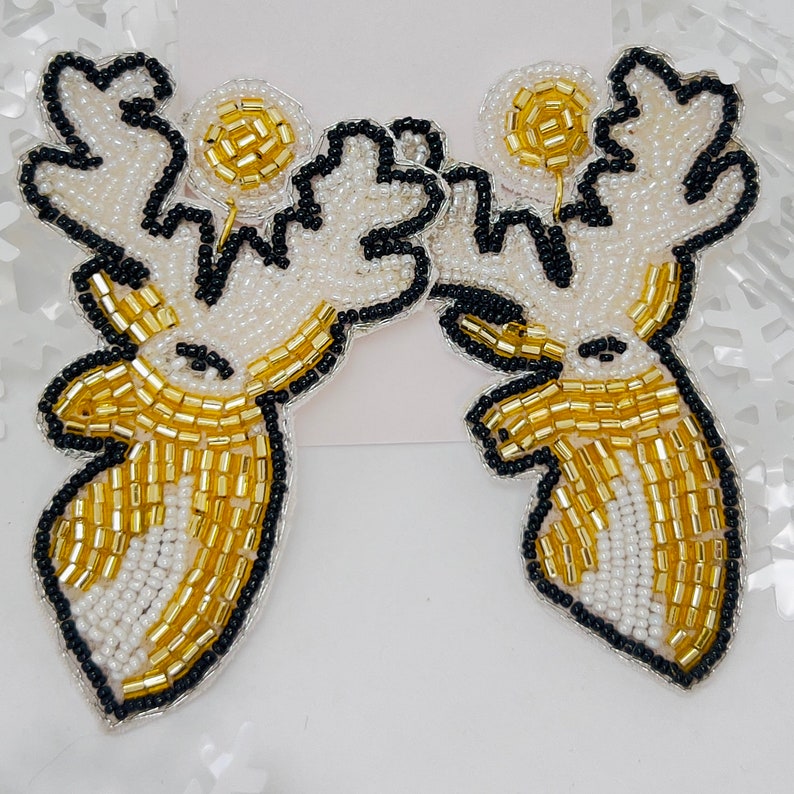 Christmas Reindeer Face Beaded Earrings