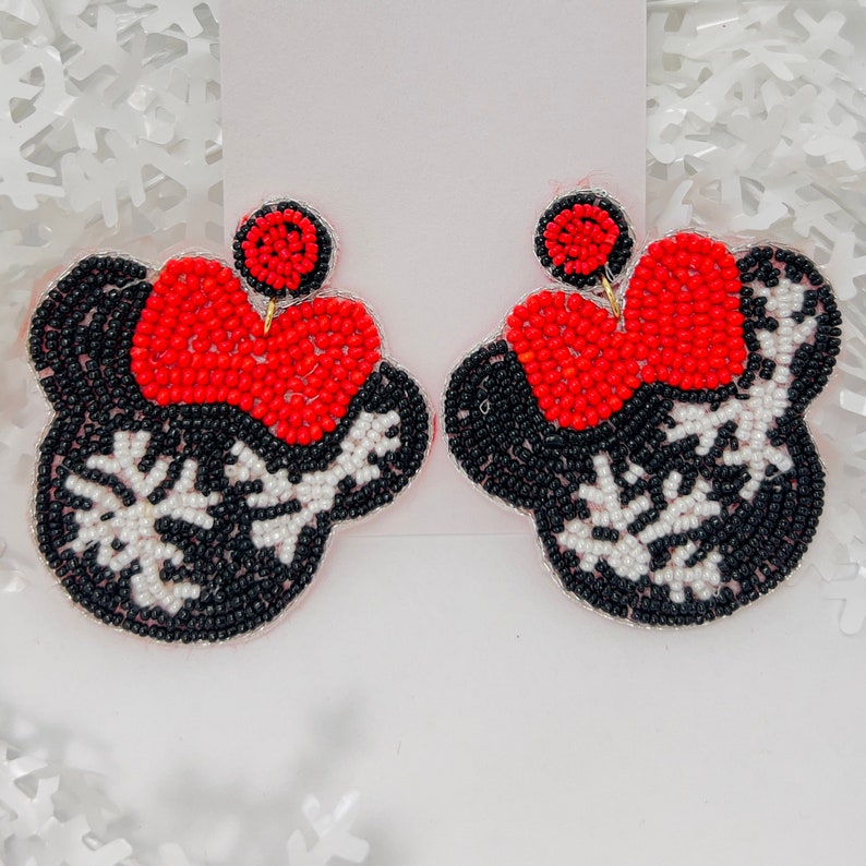Handmade Minnie Mouse Beaded Earrings for Women