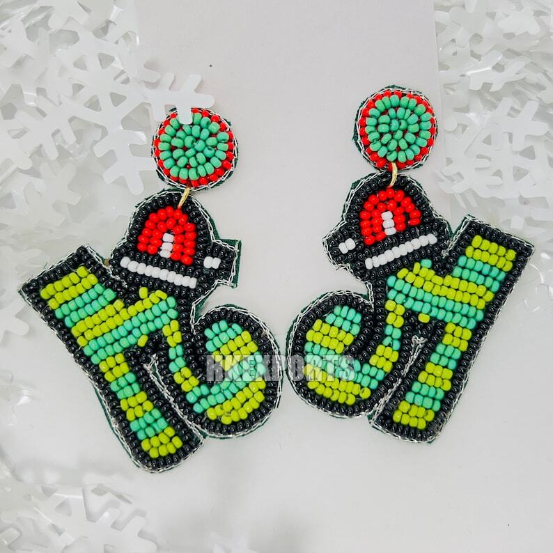Handmade Santa Sleigh Beaded Earrings