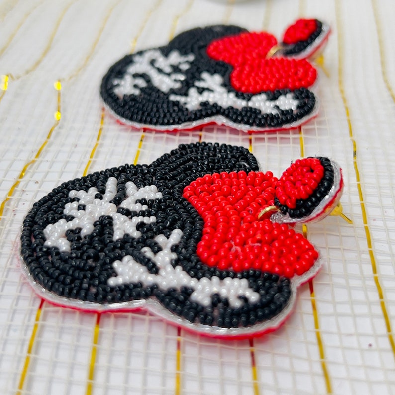 Handmade Minnie Mouse Beaded Earrings for Women