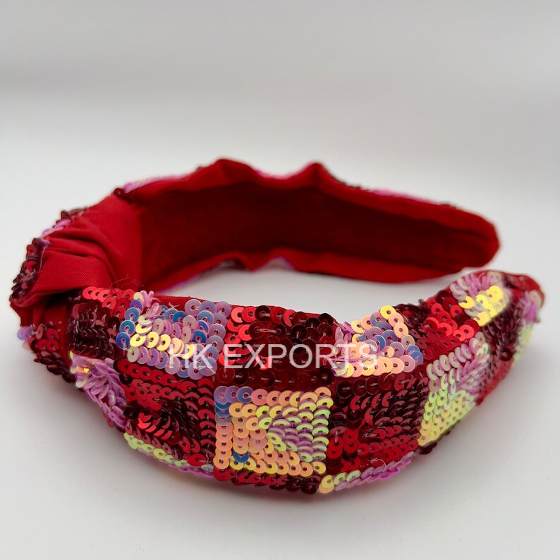 Head Over Heels in Sequins: Red Knotted Headband for Valentine's Day Glamour