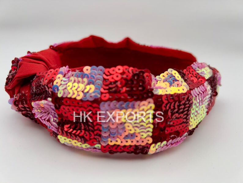 Head Over Heels in Sequins: Red Knotted Headband for Valentine's Day Glamour