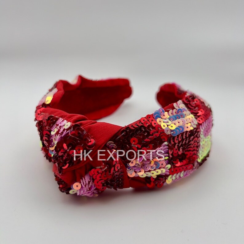 Head Over Heels in Sequins: Red Knotted Headband for Valentine's Day Glamour