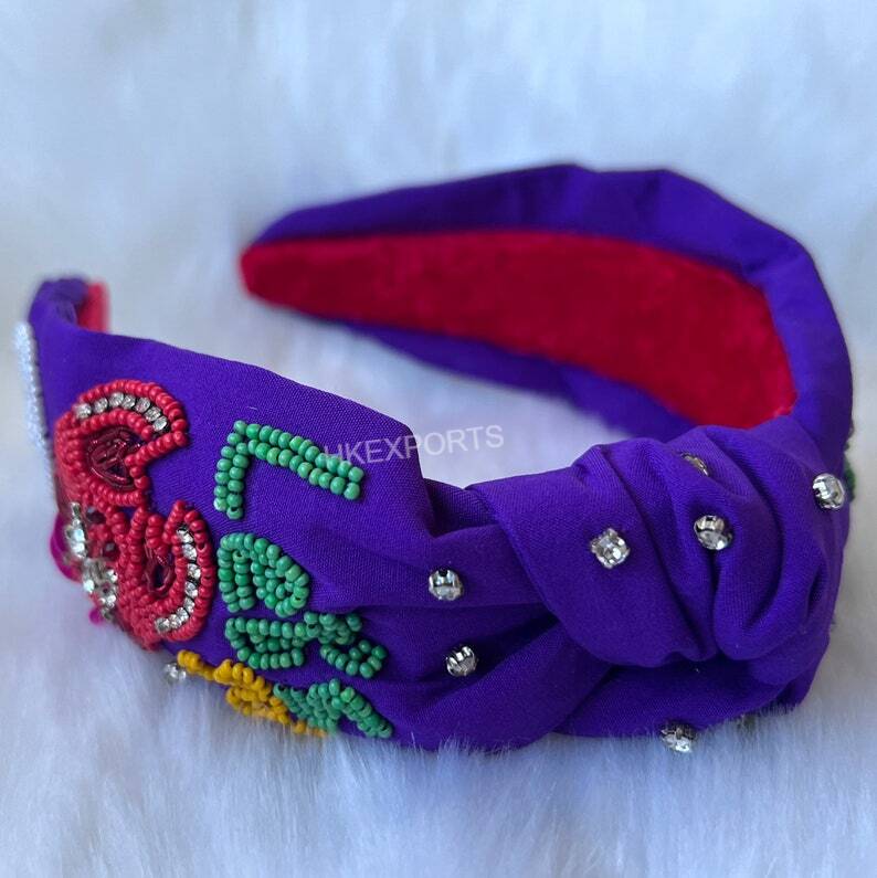Let's Go Cray headband, Handmade Beaded Headband