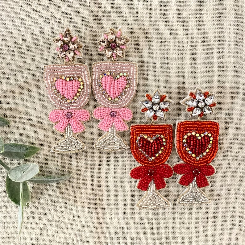 Cowgirl Boots Seed Bead Earrings, Love Earrings, XOXO Earrings, Valentine's Party Gifts, and Beaded Earrings for Valentine's Day