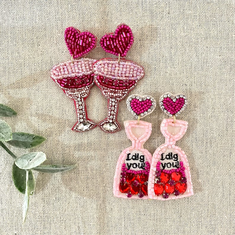 Cowgirl Boots Seed Bead Earrings, Love Earrings, XOXO Earrings, Valentine's Party Gifts, and Beaded Earrings for Valentine's Day